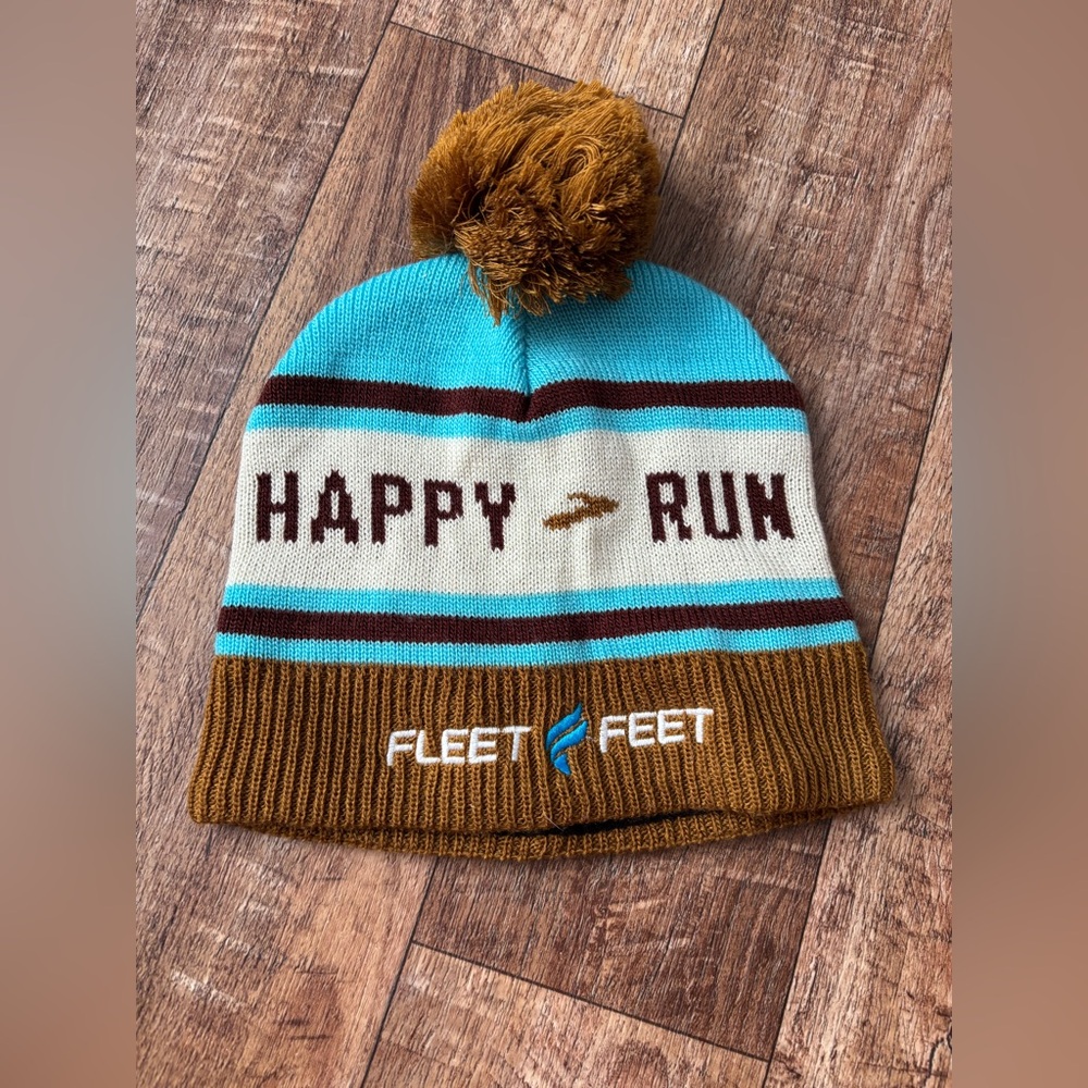 Brooks Brown and Blue Knit Beanie